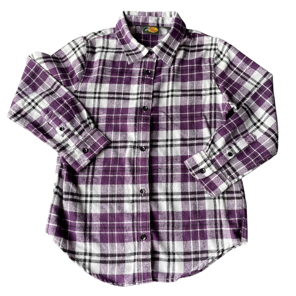 Bass Pro Shops Girls Plaid Flannel Button-Down Long-Sleeve Shirt Size Large